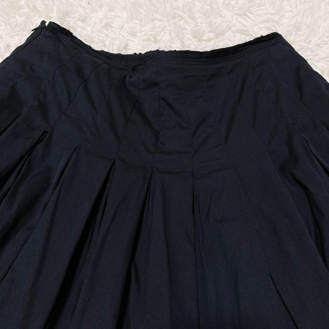 PRADA プラダ 紺 膝丈 コットン フレア プリーツスカート サイズ42