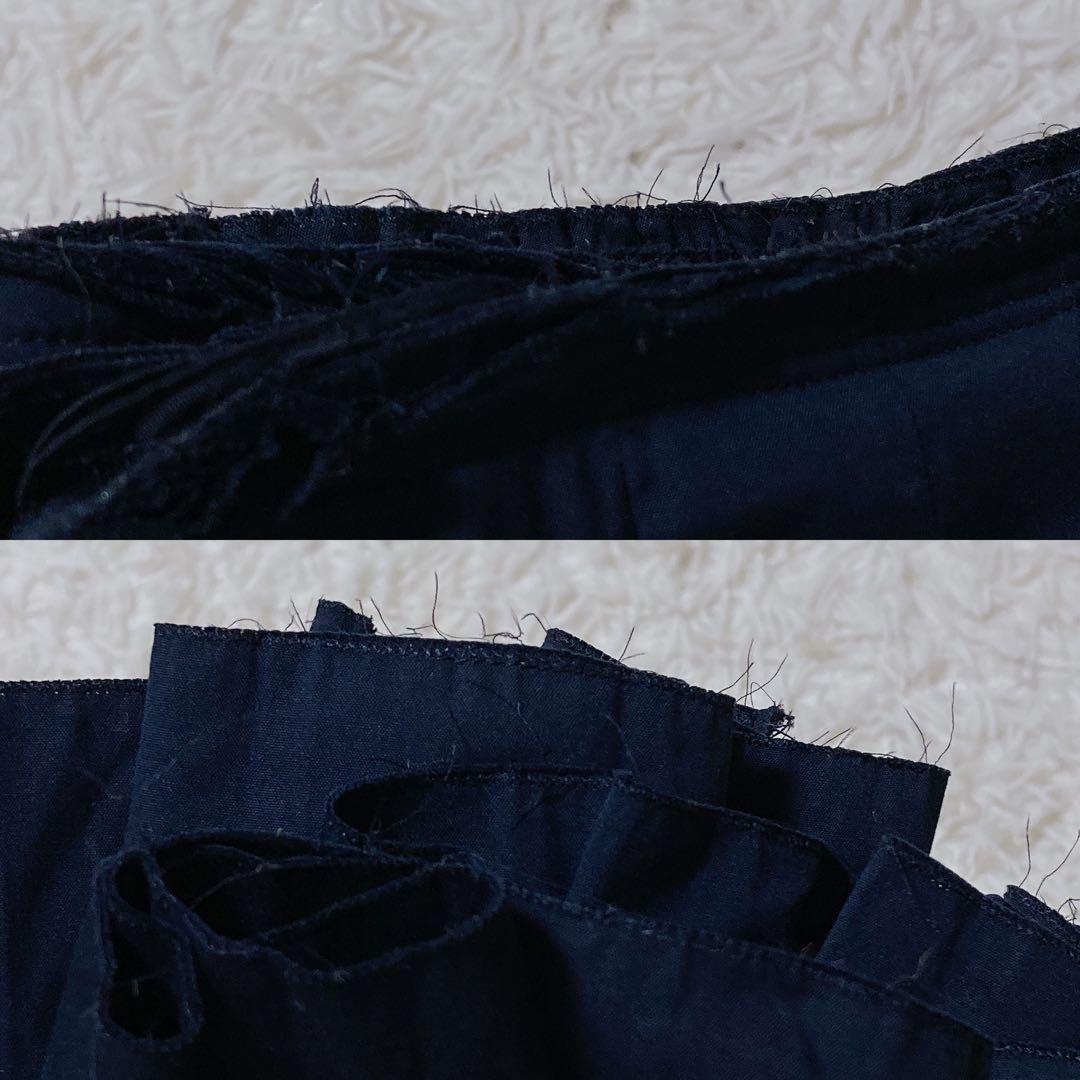 PRADA プラダ 紺 膝丈 コットン フレア プリーツスカート サイズ42