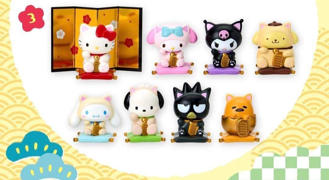 新品 サンリオキャラクターズ ミニチュア招き猫マスコット 全8種類セット