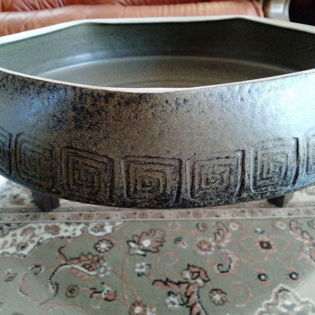 最終値下げ旧蔵中国骨董【超大水盤 青磁五菱洗】在銘有美しいコレクション新品未使用