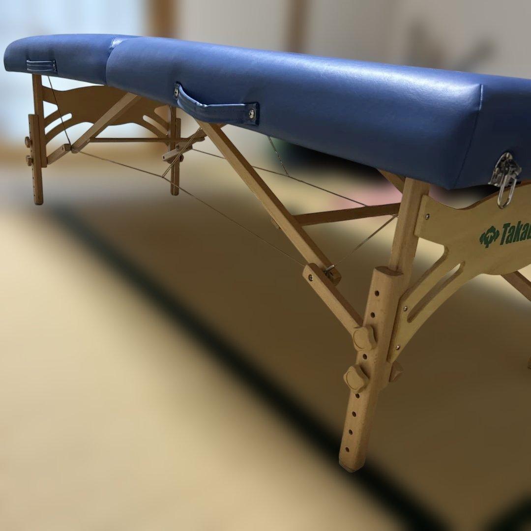 TakadaBed 木製　折りたたみベッド 青　施術用