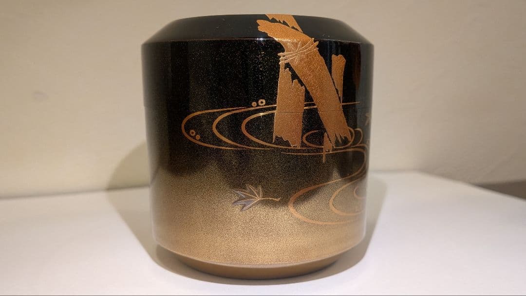 『川蝉蒔絵』吹雪『吉田華正』　輪島塗茶道具　カワセミ翡翠　棗　塗師　共箱共布