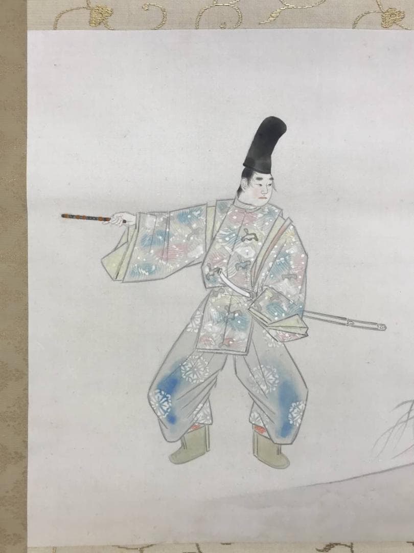 【真作】福田恵一/市原野図/人物図/横物/掛軸/名家伝来/AD-668