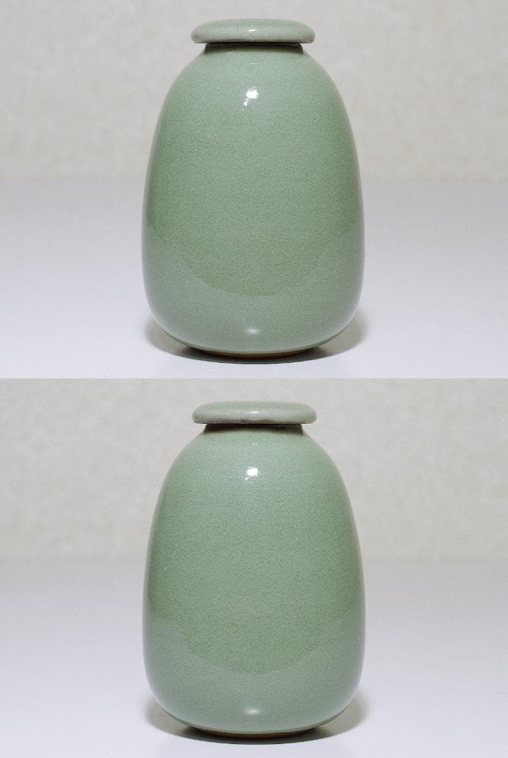 『二代 真清水蔵六 造』青磁茶入 [三代 蔵六識]