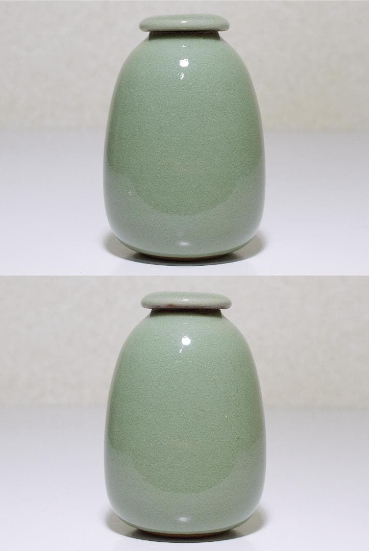 『二代 真清水蔵六 造』青磁茶入 [三代 蔵六識]