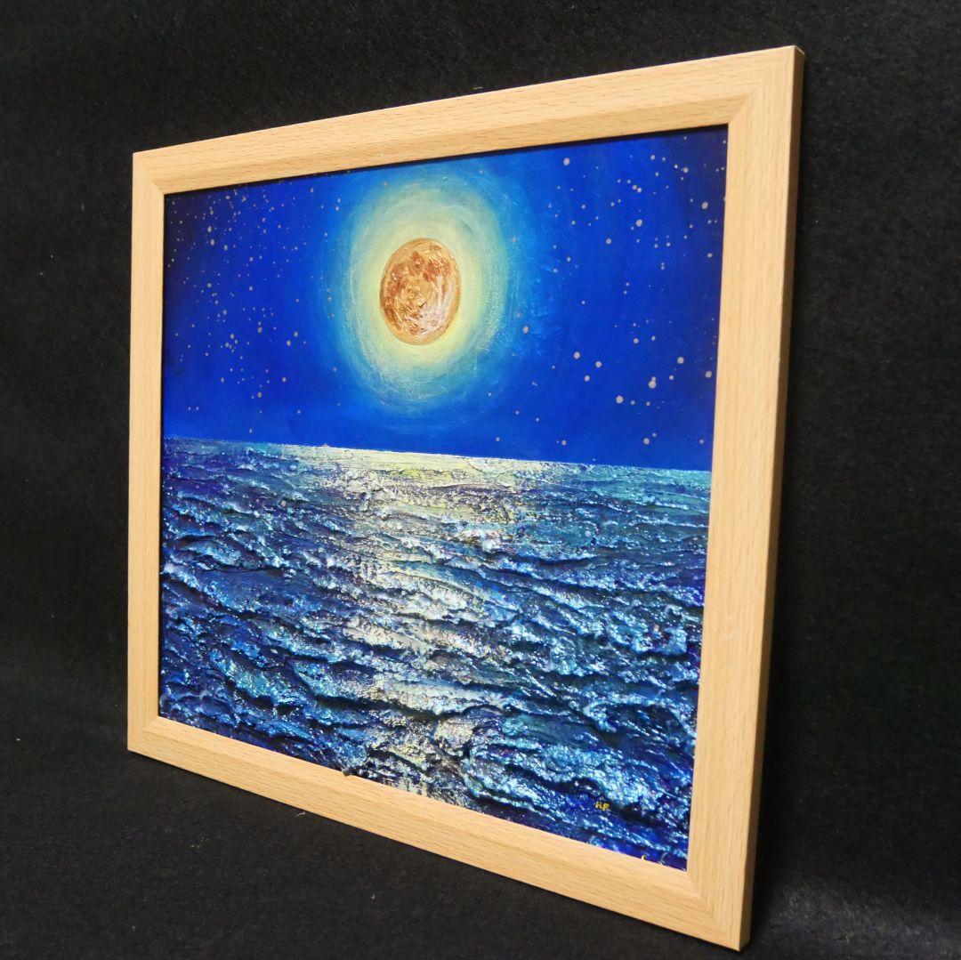 油絵 油彩 油彩画 絵 絵画【月下の海】