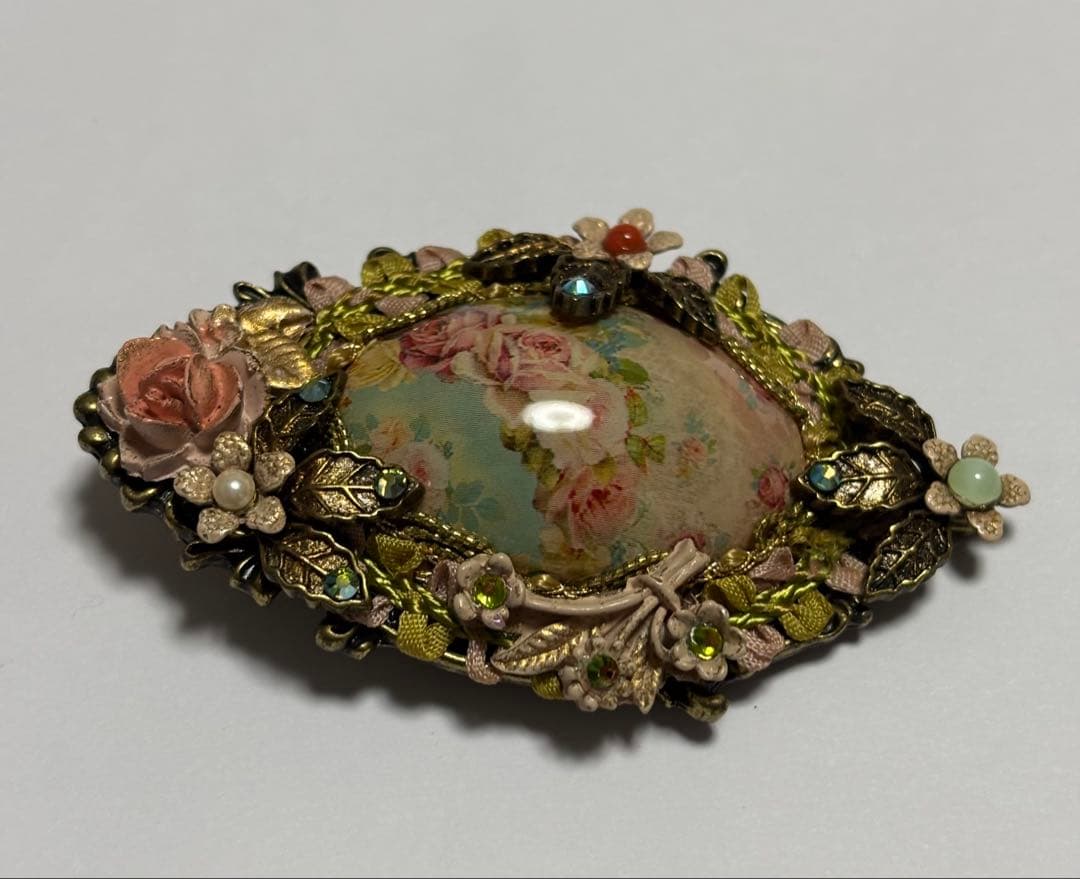 美品☆ ミハエルネグリンのバラピクチャーペイントローズブローチ