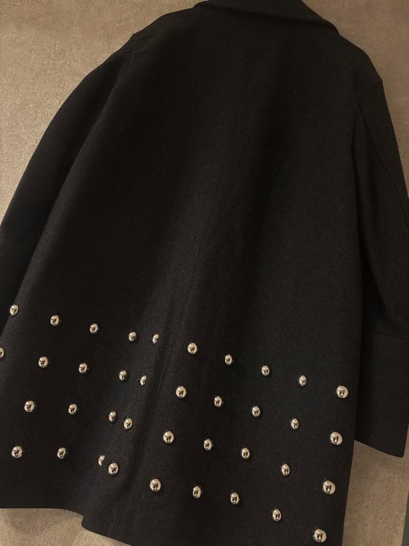 DIESEL WALLEROY　スタッズウールチェスターコート　36　黒　美品