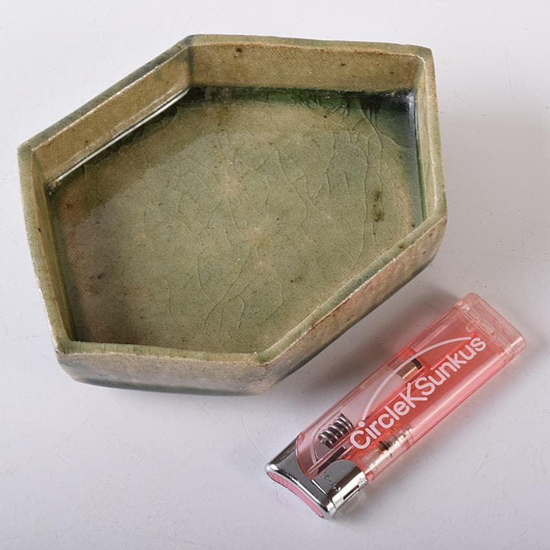 瀬戸焼　鼎窯　加藤春鼎　加藤孝作　灰釉　六角向付　五客　共布共箱　V　R8245