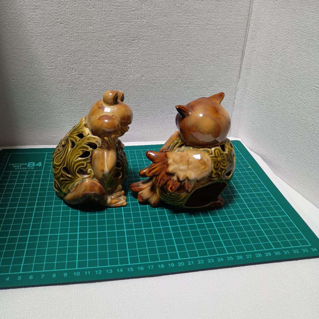 九谷焼　カエルとフクロウの香炉