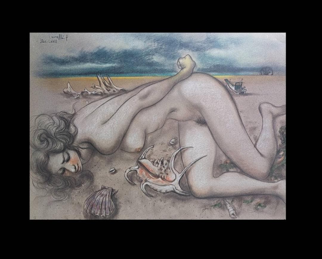 古沢岩美、「乾いた砂浜」、厳選、希少画集・額装画、限定800部、人気作品