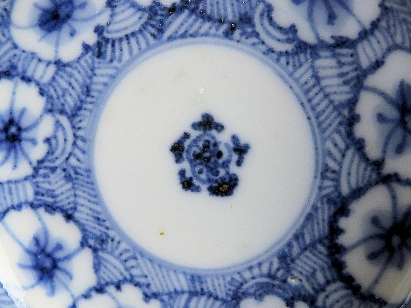 古伊万里　染付　撫子の図　豆皿　江戸期　E093AS-fbkv