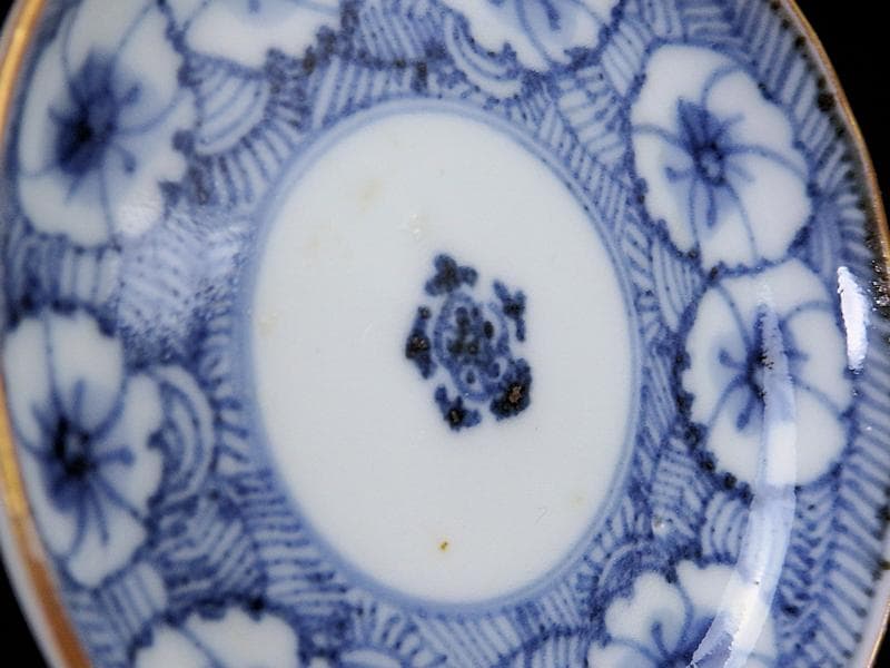 古伊万里　染付　撫子の図　豆皿　江戸期　E093AS-fbkv