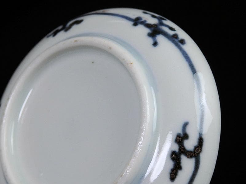 古伊万里　染付　撫子の図　豆皿　江戸期　E093AS-fbkv