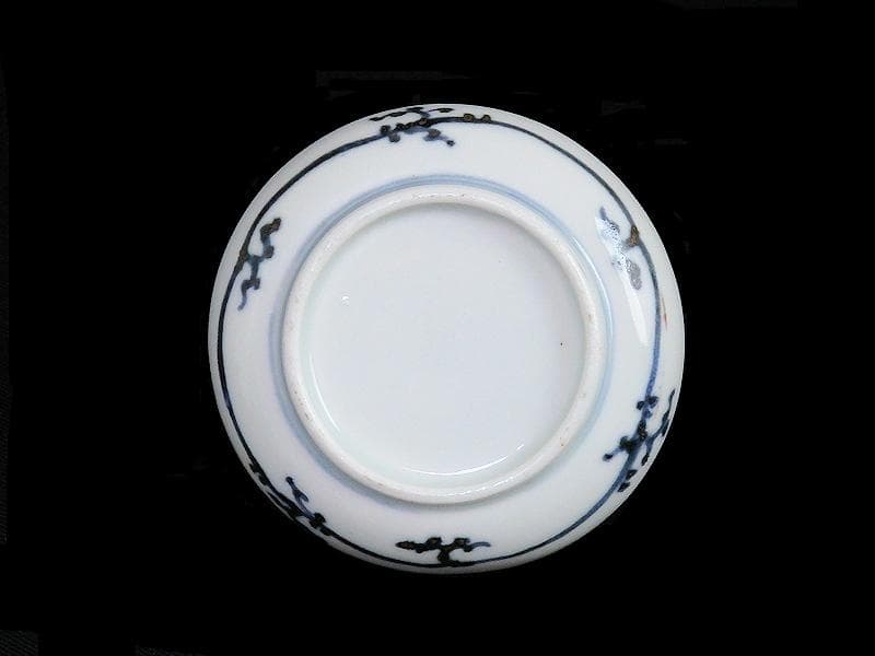 古伊万里　染付　撫子の図　豆皿　江戸期　E093AS-fbkv