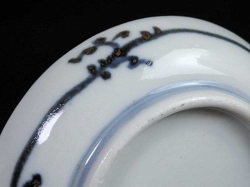 古伊万里　染付　撫子の図　豆皿　江戸期　E093AS-fbkv