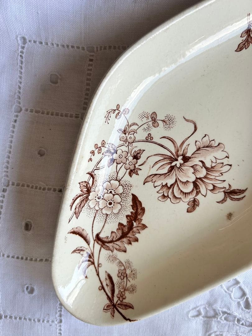 ブラウン　ラヴィエ セピア　ボタニカル　ジャポニズム　　フランス　アンティーク