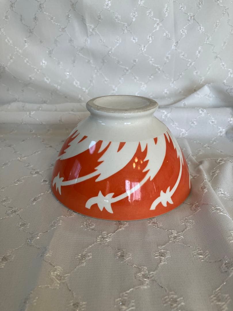 《美品》フランス　アンティーク　オレンジと白のカフェオレボウル　ニーデルヴィレー