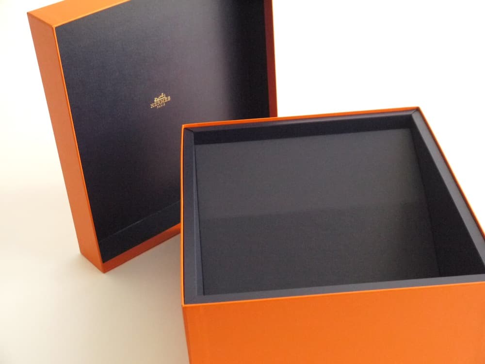 レア！HERMESネイビーボックス空箱 正規品 バーキン25用オレンジボックス