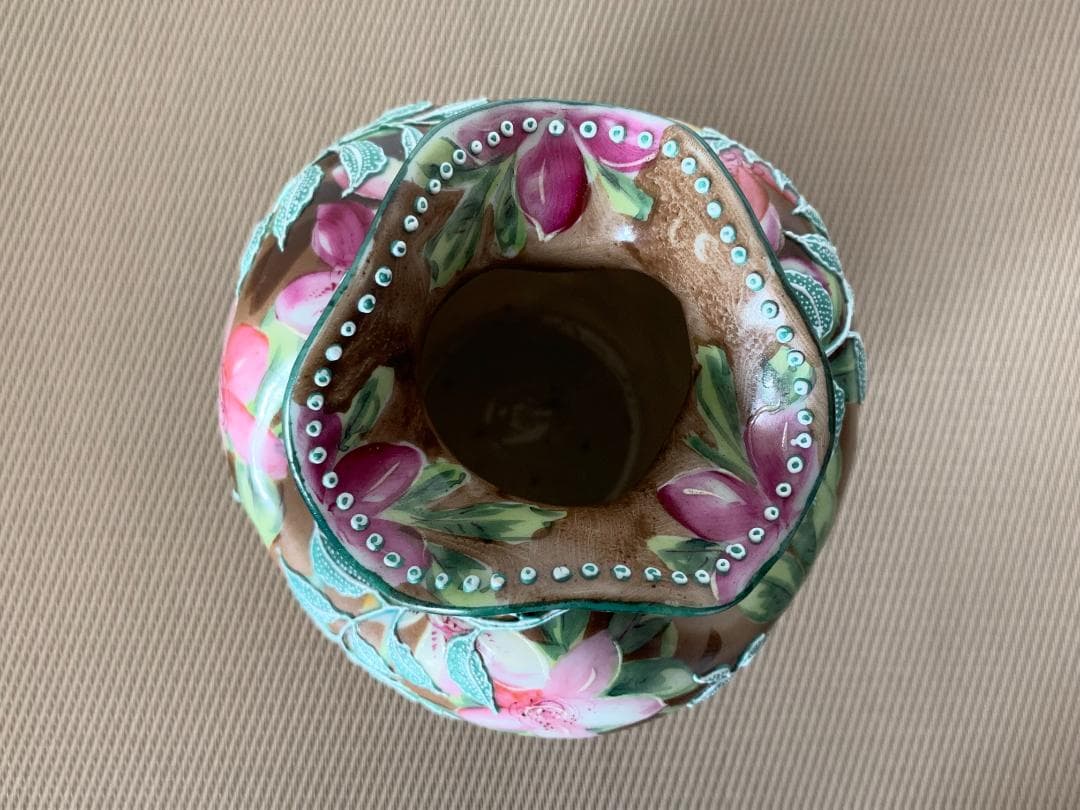 ✨特別価格✨オールドジャパン盛上げ花瓶躑躅文様　アンティークオールドノリタケ