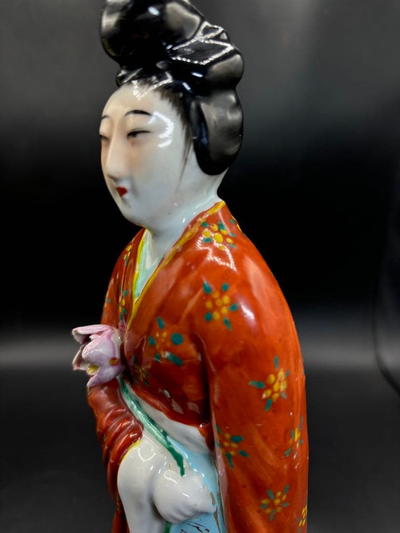 中国美術 古玩 色絵陶人形 陶器人形 高さ約31cm 置物 オブジェ 古董品