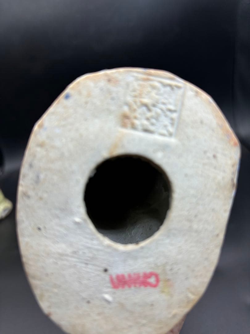 中国美術 古玩 色絵陶人形 陶器人形 高さ約31cm 置物 オブジェ 古董品