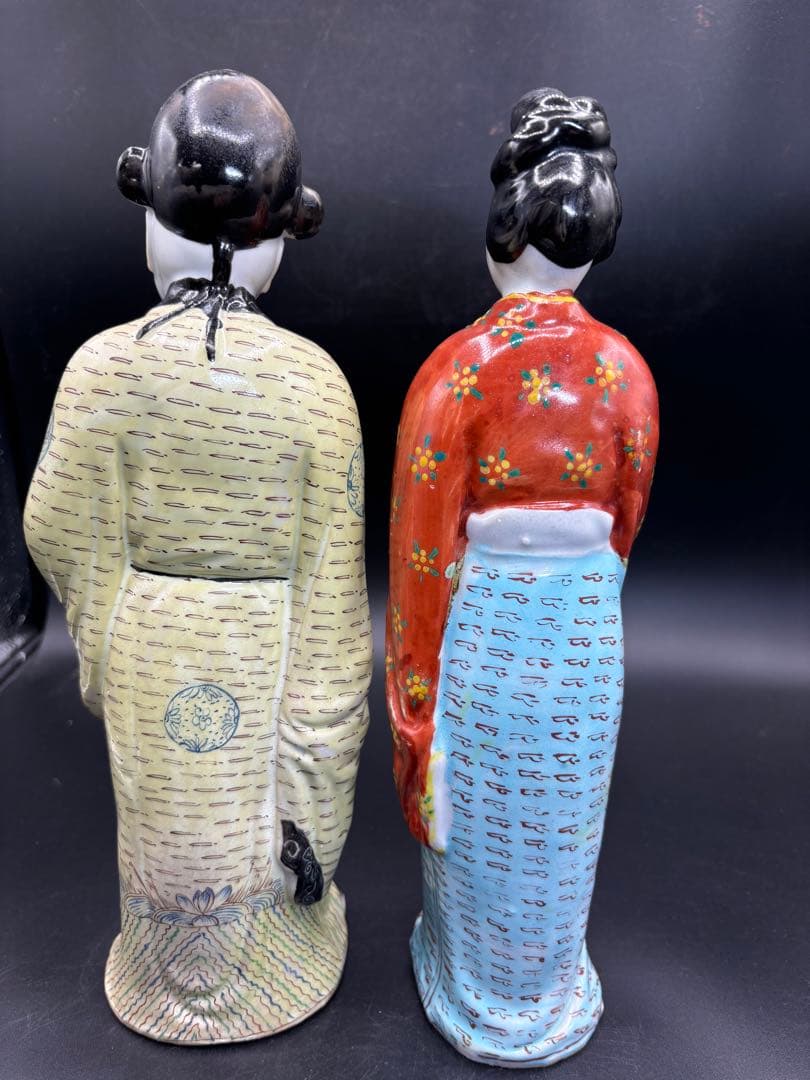 中国美術 古玩 色絵陶人形 陶器人形 高さ約31cm 置物 オブジェ 古董品