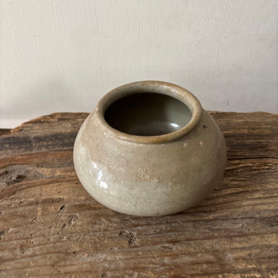 李朝壷　丸壷　白磁　塩笥壺　韓国骨董品.スッカラ.アンティーク.古民芸.立原正秋