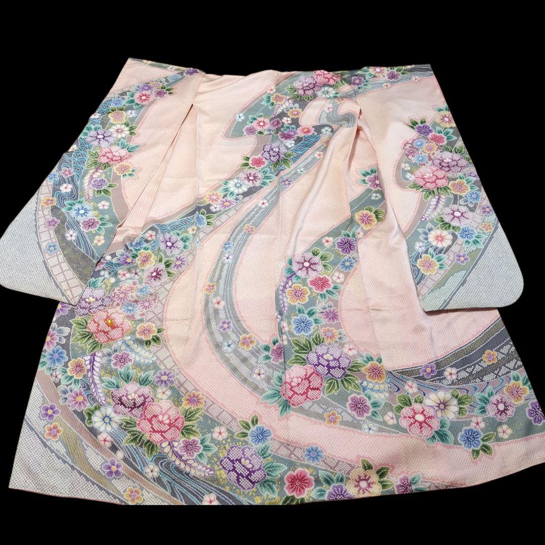 振袖フルセット(8点)・成人式・総絞り・エンボス加工・胴裏正絹・正絹・逸品