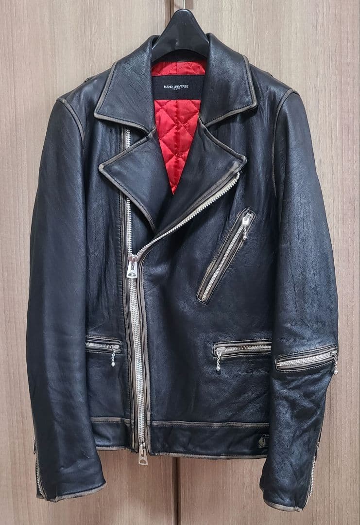 nano ・universe ヴィンテージ加工　ダブルライダースジャケット