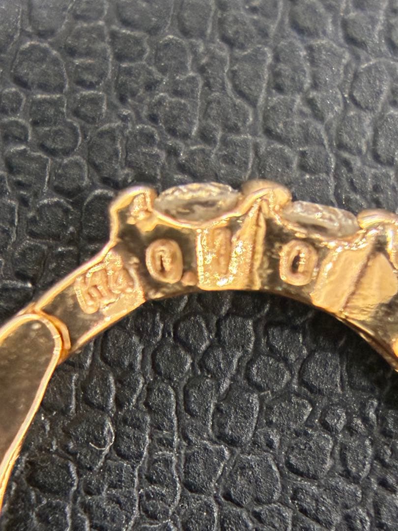 K14 フープピアス 14金 クリアストーン ゴールド 両耳