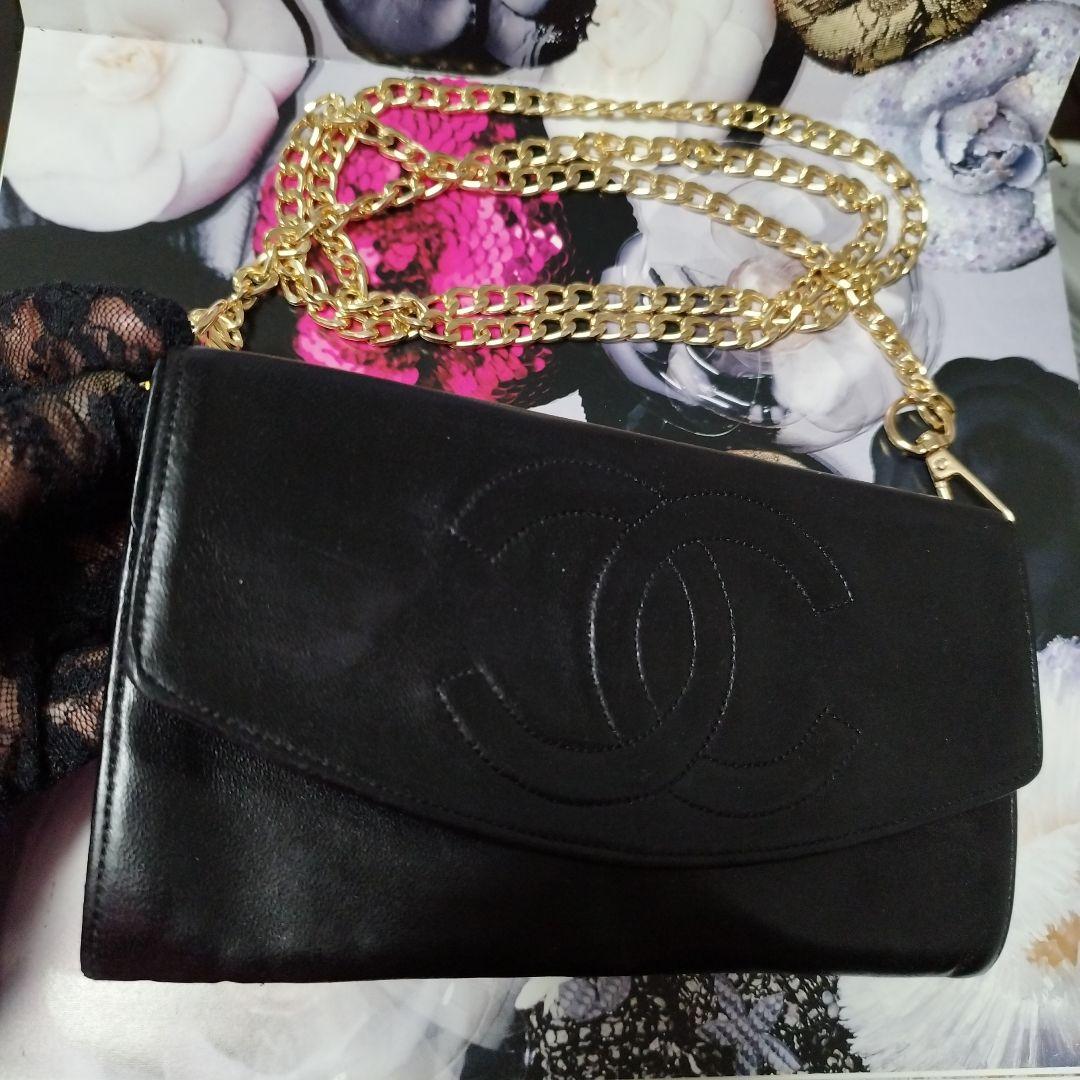 CHANEL ブラックレザー パーティバッグ斜めがけ