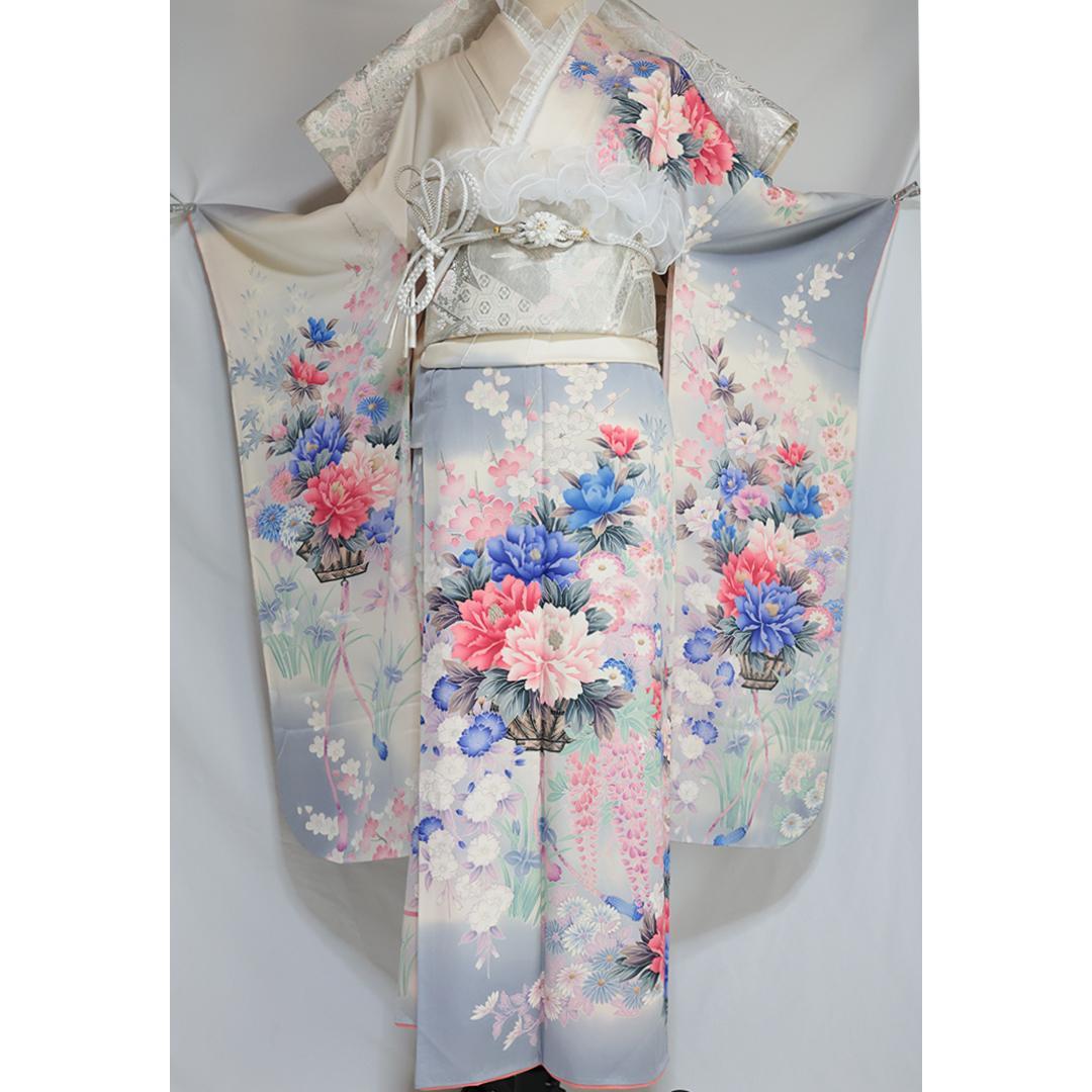 Vintage■振袖7点セット帯新品帯締め帯揚げフルセット成人式UA26