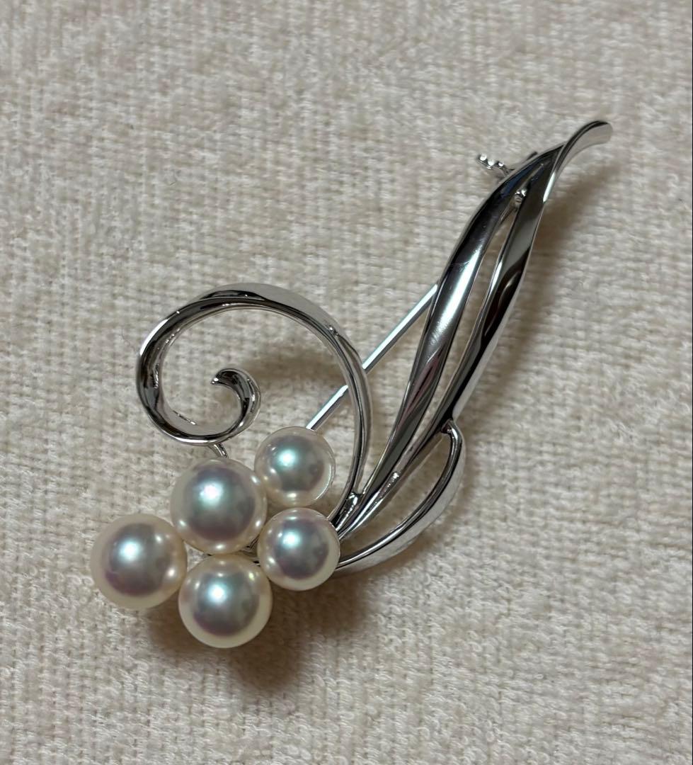 MIKIMOTO ミキモト アコヤ真珠 パール ブローチ　シルバー フラワー