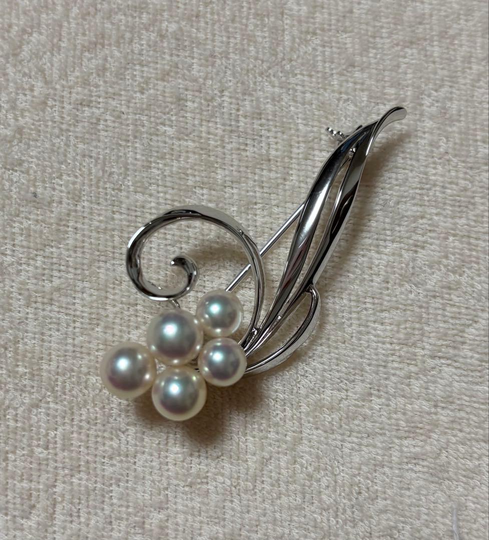 MIKIMOTO ミキモト アコヤ真珠 パール ブローチ　シルバー フラワー