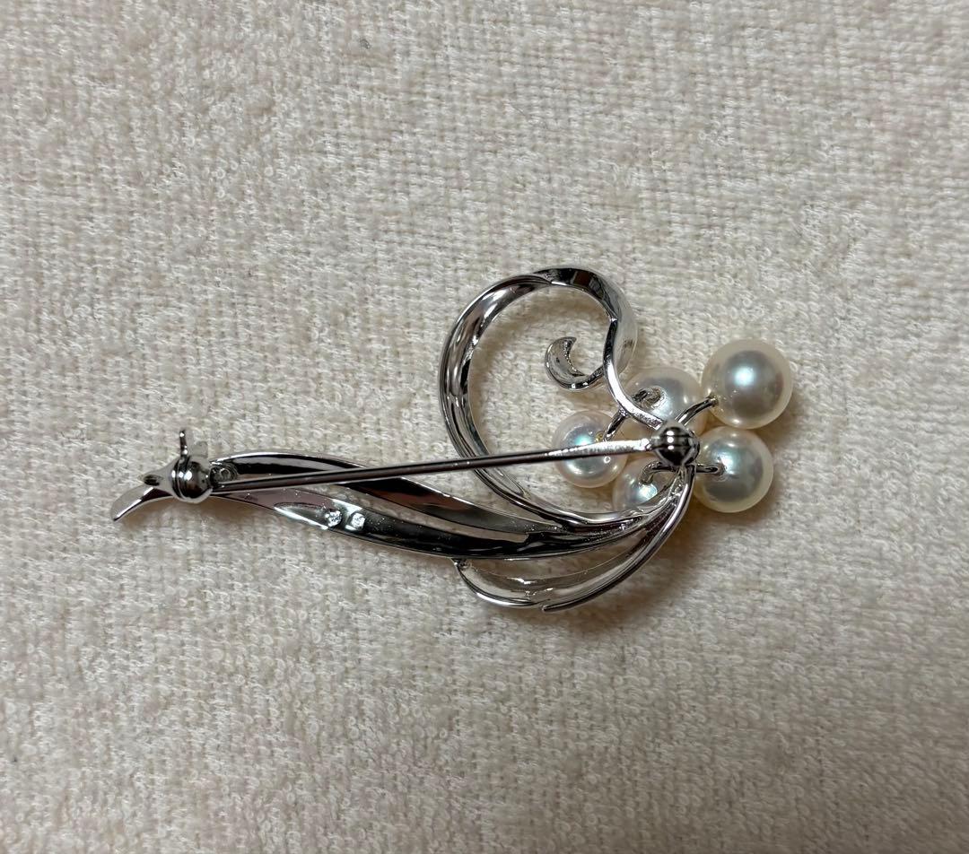 MIKIMOTO ミキモト アコヤ真珠 パール ブローチ　シルバー フラワー
