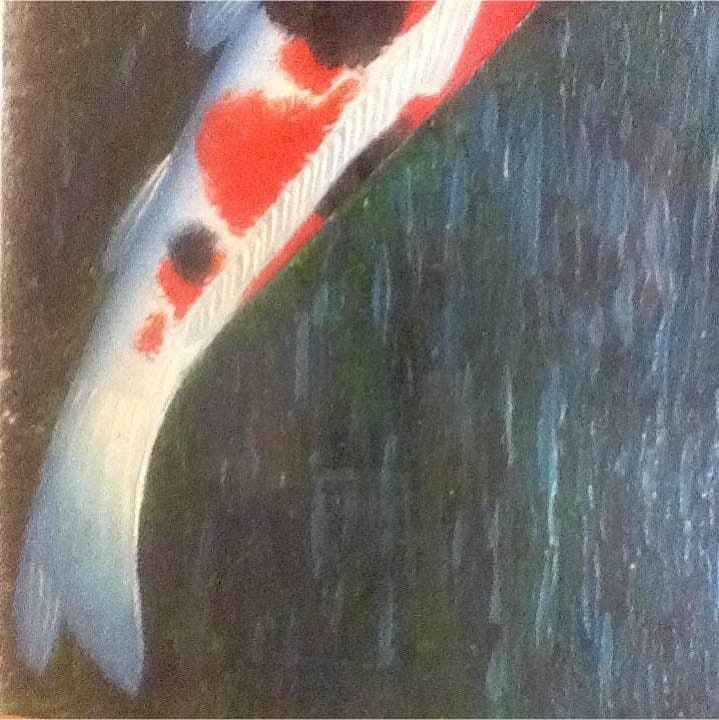 昭和レトロ 日本 絵画 油絵 錦鯉　锦鲤　Nishikigoi