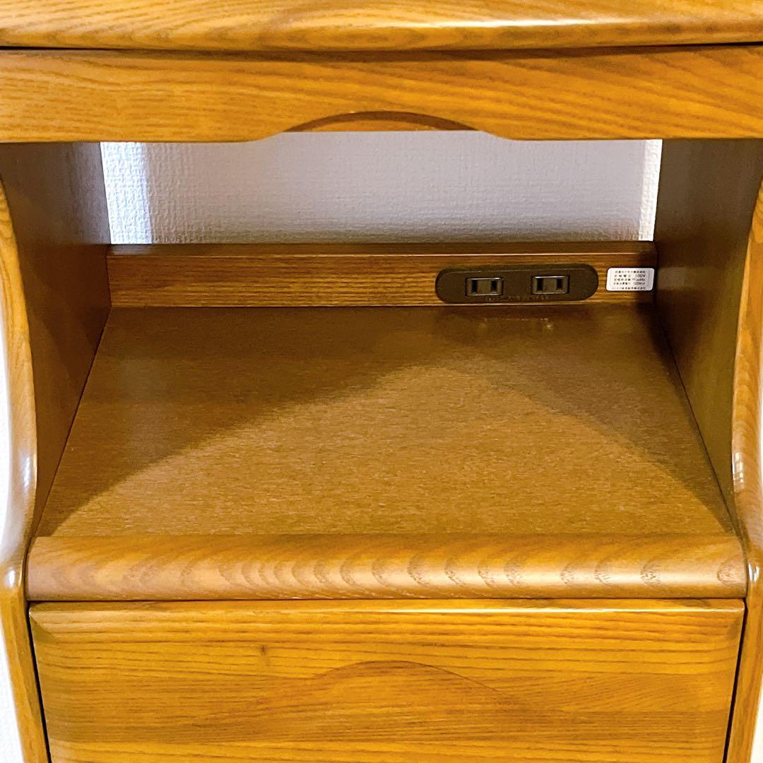 karimoku カリモク 電話台 コンセント付き キャビネット 4段 引出し
