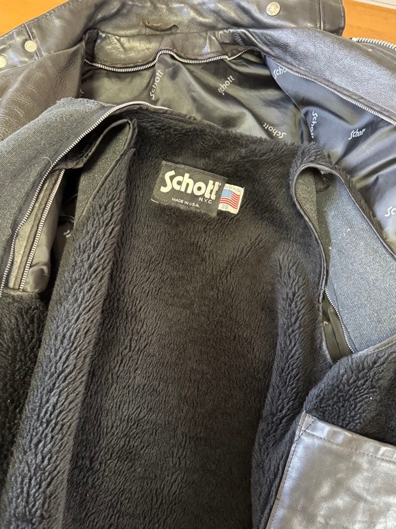 schott ショットブラック シングルライダースジャケット　36 M相当