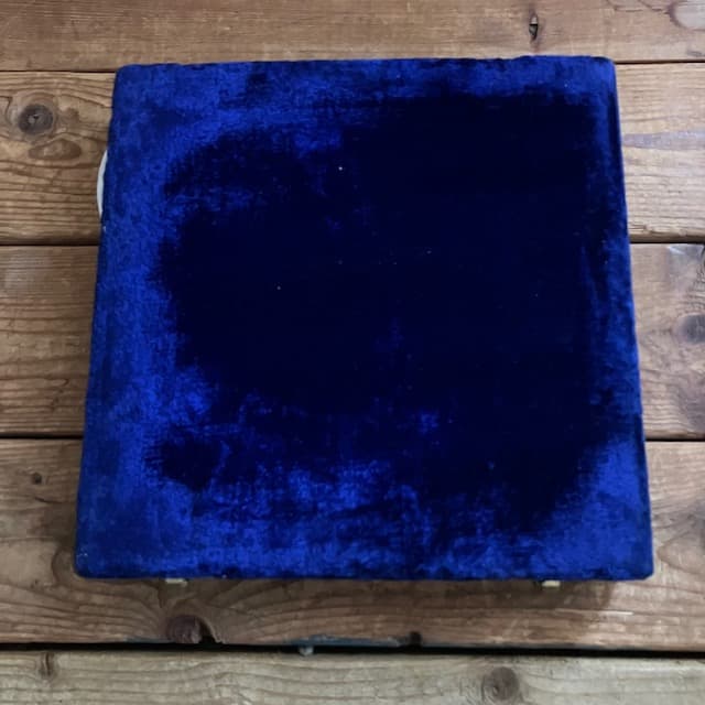 インド 工芸品 天然石 象嵌 細工 花模様 大理石 プレート 蝶貝 ヴィンテージ