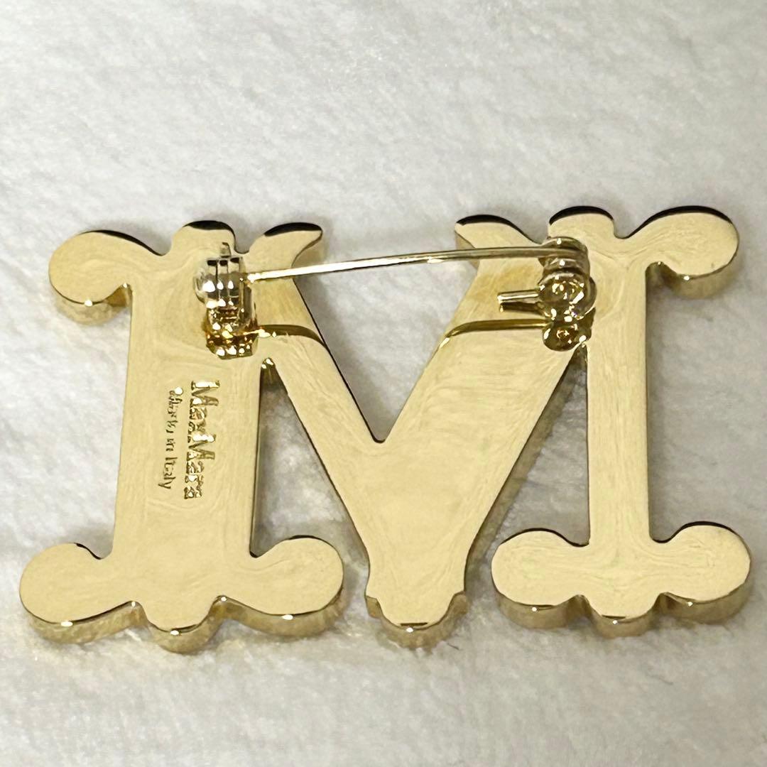 ✨極美品✨MaxMara マックスマーラ　Mロゴクリスタルブローチ