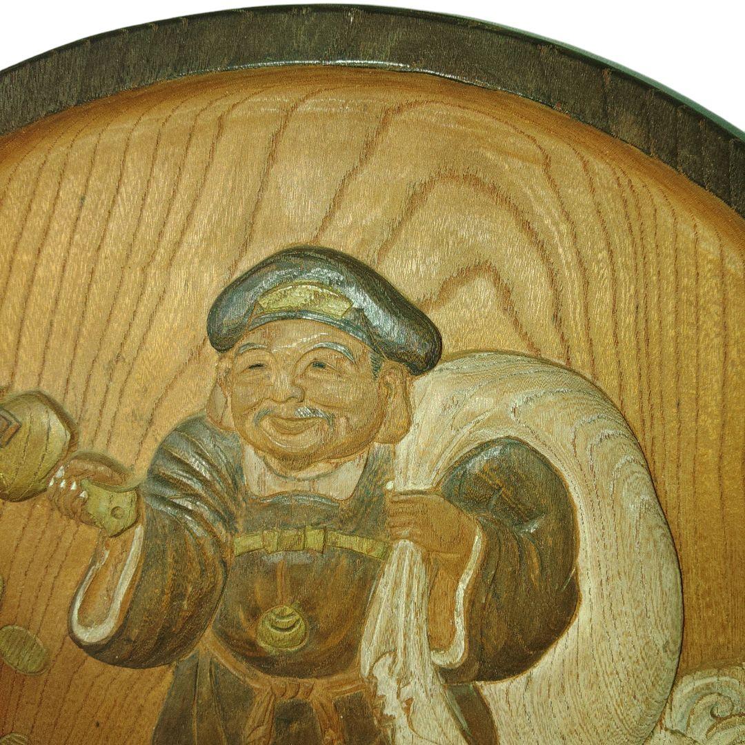 欅彫刻　浮彫り大黒様　壁飾り　骨董