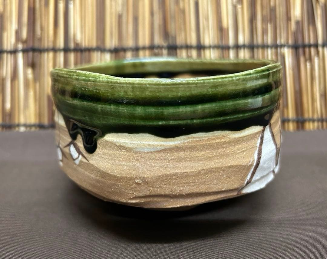 未使用/特価❕瀬戸焼/加藤廉平作/織部/抹茶碗/１点　　茶道具/抹茶茶碗