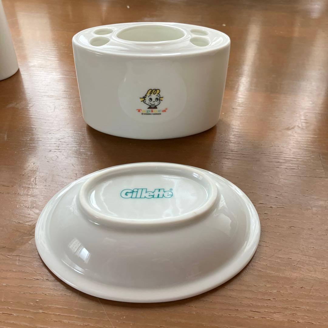 希少、オサム　タピオカシリーズ✖️ジレットコラボ　ノベルティ洗面用品　陶器製