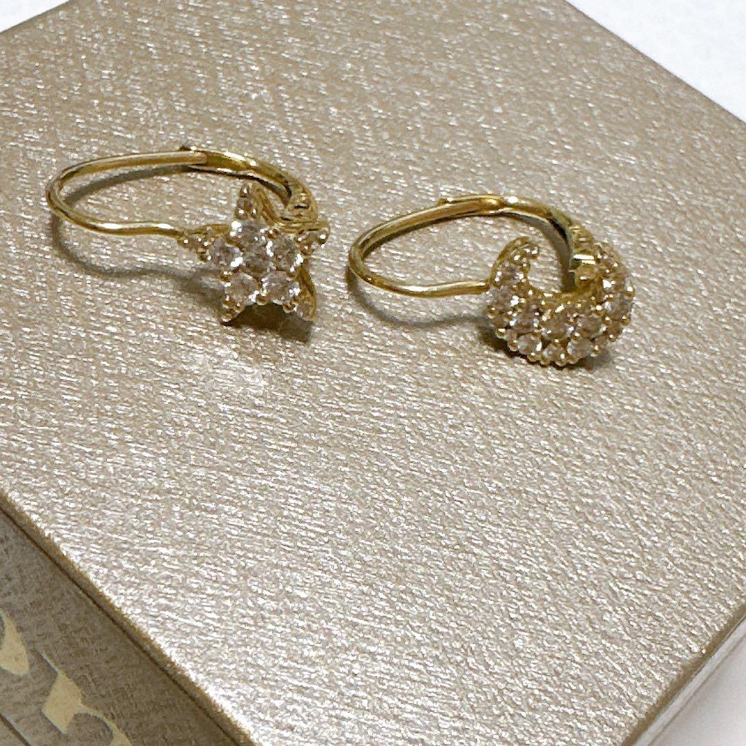 Ponte Vecchio ポンテヴェキオ K18 ダイヤ ピアス 月 星