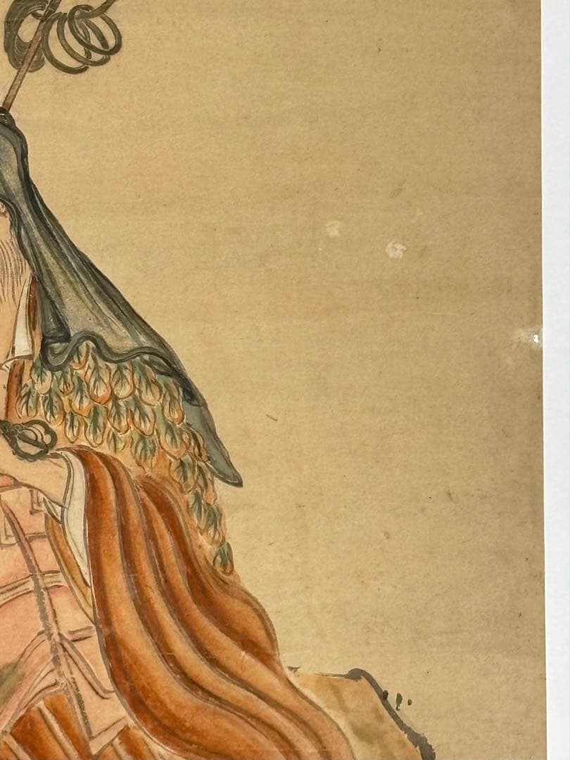 「役行者大菩薩図」彩色木版画 嘉永四年箱書き 1枚|修験道 仏教美術 江戸時代