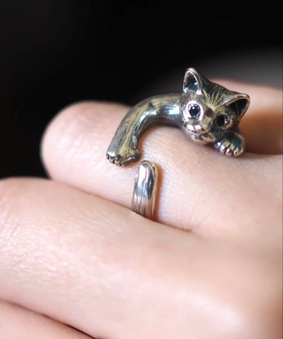 naturama ナチュラマ 指に巻きつく猫リング サファイア　12-13号