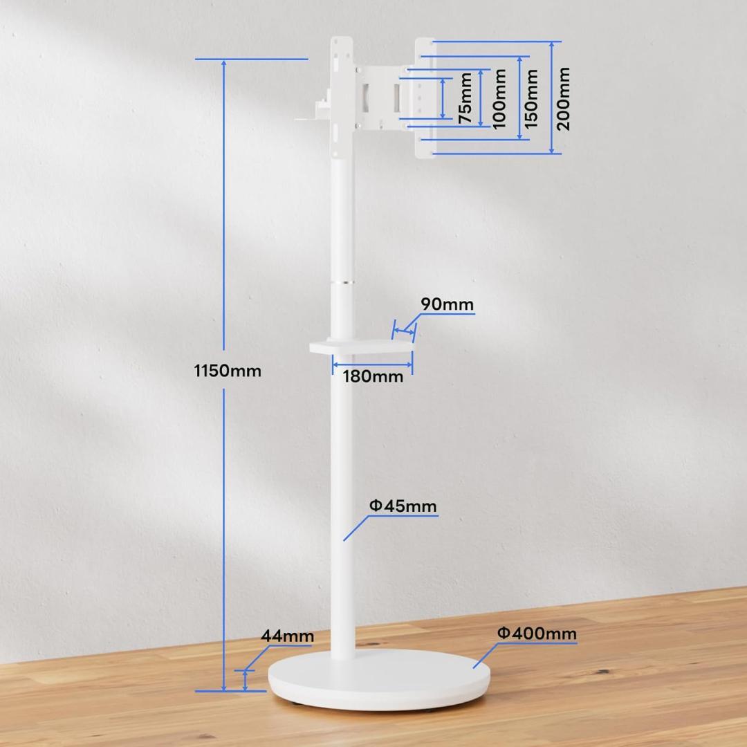 METIYA 小型 テレビスタンド 白 移動式 キャスター付き テレビ台 壁寄せ