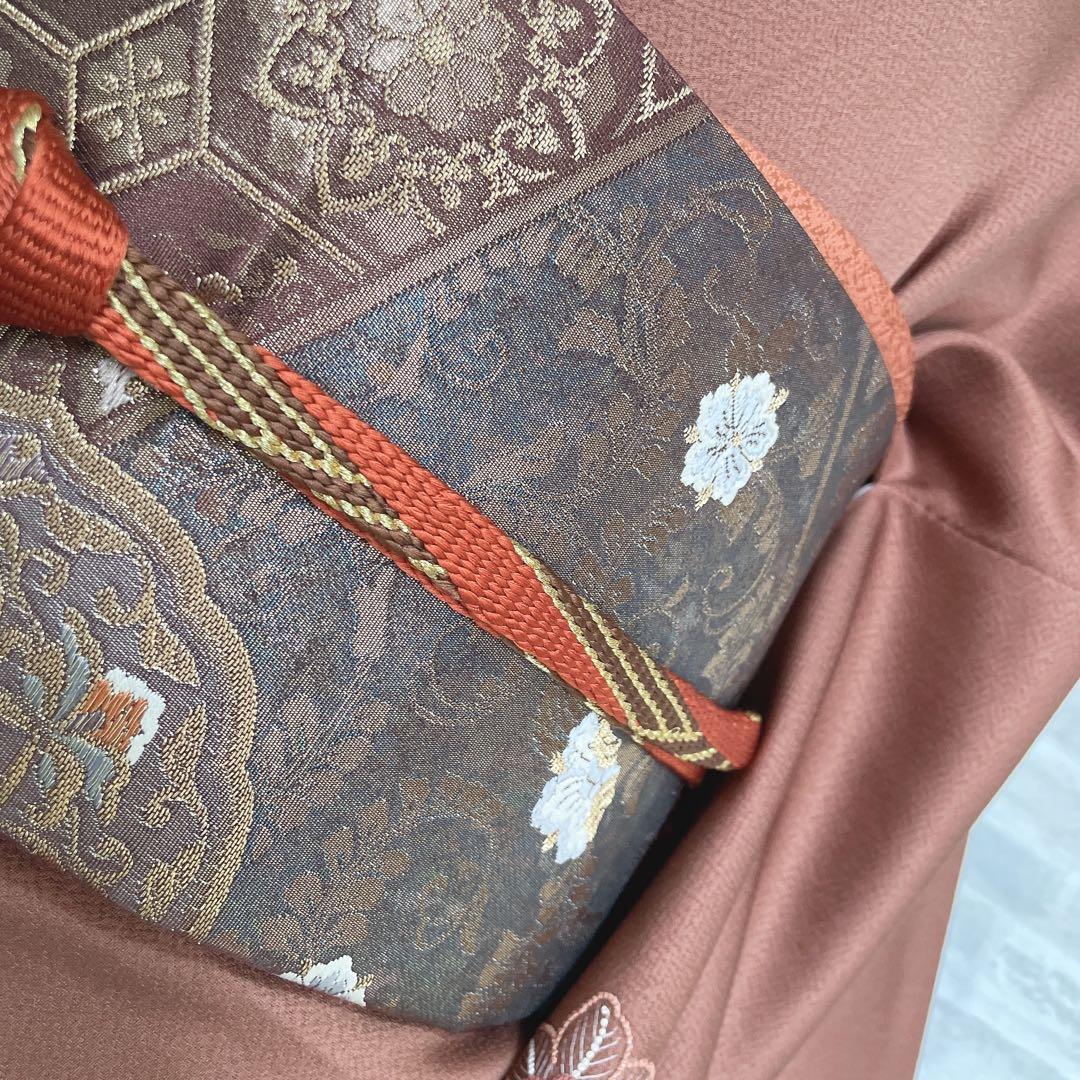 訪問着+長襦袢　フルセット　椿　相良刺繍　入学式　卒業式　着物　付け下げ　H10