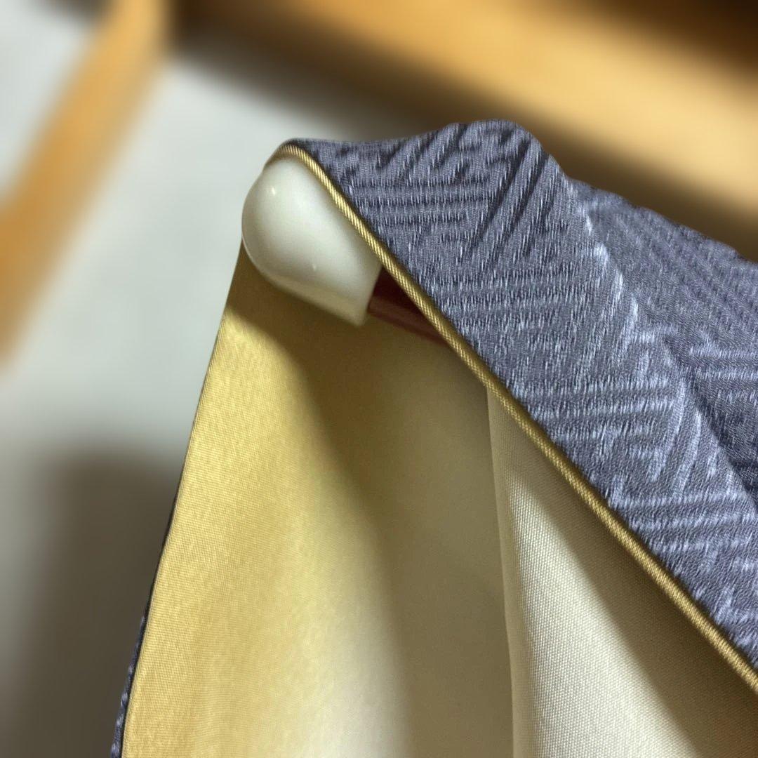 訪問着、高級、上品な柄に絞り、グレーネイビー 幾何学模様 地柄、新品、美品、正絹